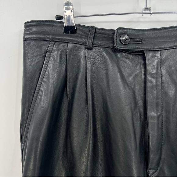 Henry Nichols 100% Genuine Leather Black Pleated Leather Pants Size 36 See Meas. - Picture 6 of 12